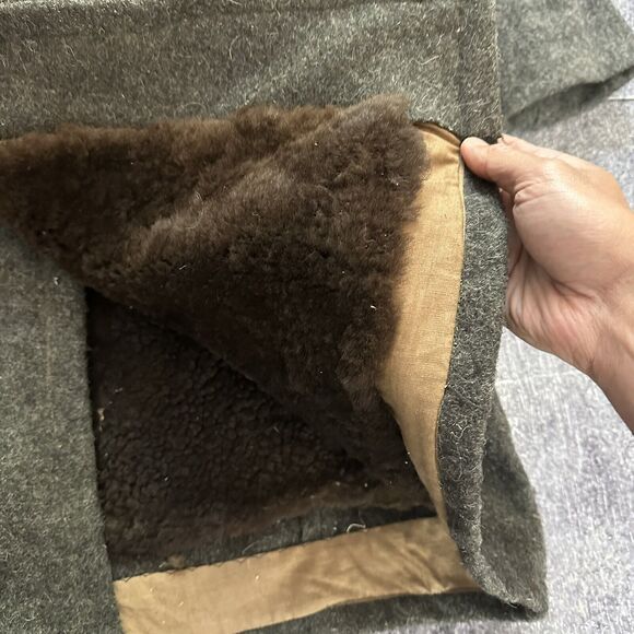 Vintage 1940's WWII Soviet Union USSR Wool Buffalo Fur Lined Field Coat Jacket - Picture 6 of 10